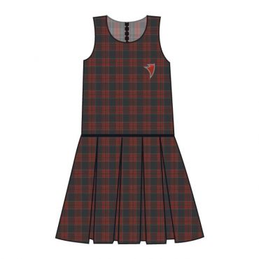 GLS GR1-4 GIRLS PINAFORE PLAID RED/GREY